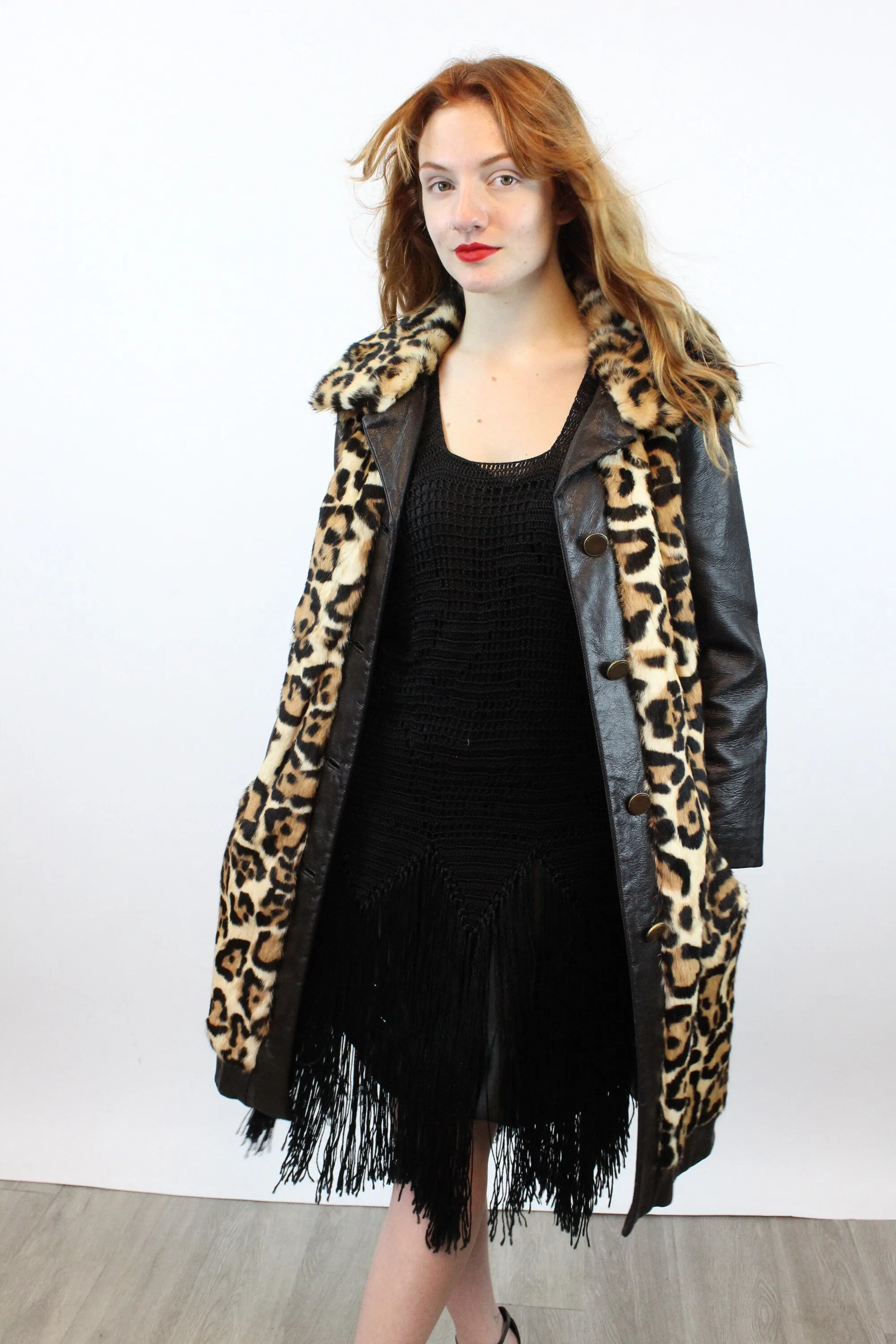 1970s 1972 LILLI ANN leopard print jacket coat small medium | new winter