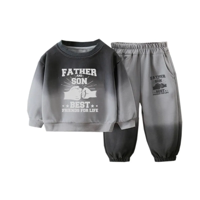 2 Pcs Baby  Boys' Gradient Hoodie And Sweatpants