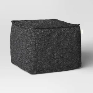 20"x15" Outdoor Patio Pouf Knit Olefin Black - Threshold