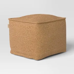 20"x15" Outdoor Patio Pouf Knit Olefin Tan - Threshold