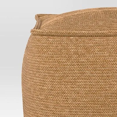 20"x15" Outdoor Patio Pouf Knit Olefin Tan - Threshold