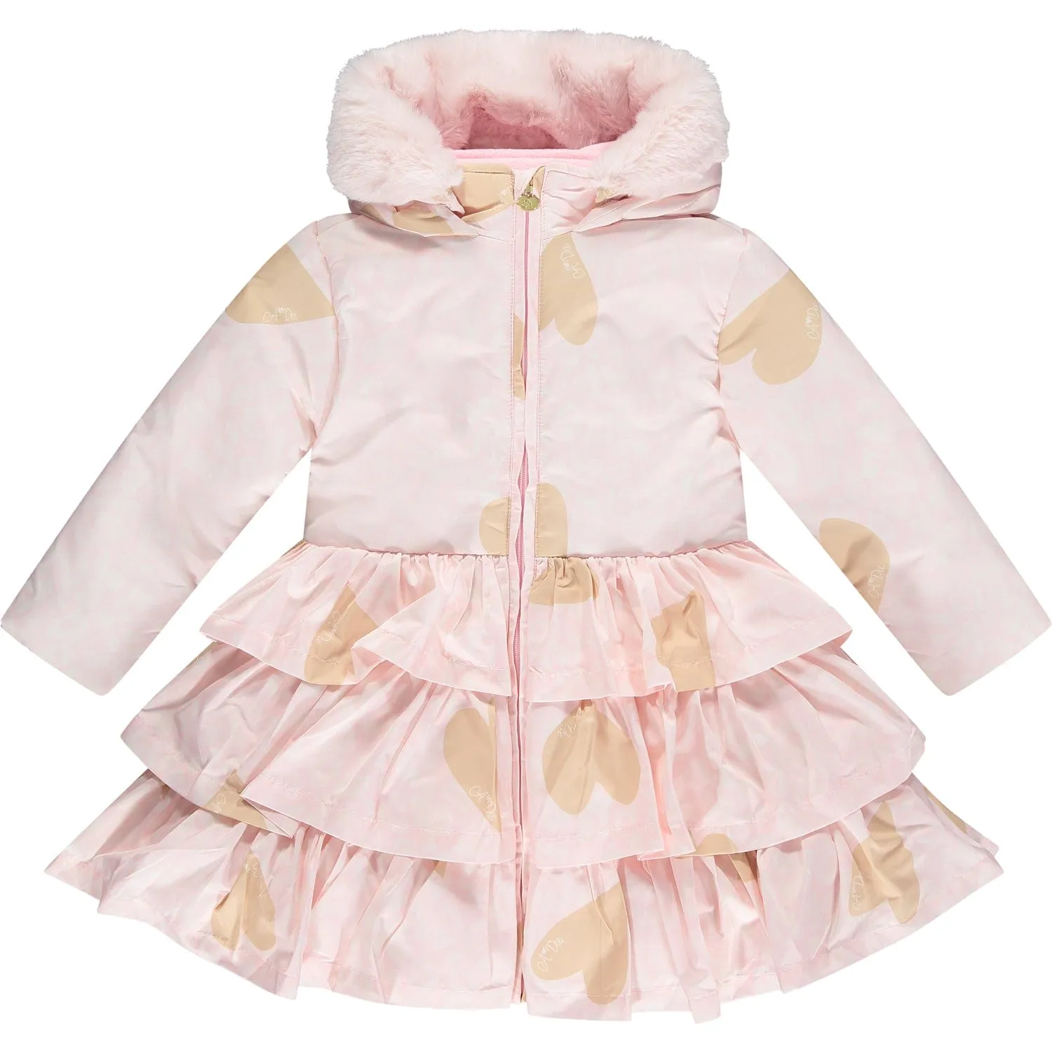 A DEE - Penelope Faux Fur Hooded Jacket - Pale Pink