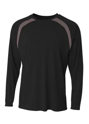 A4 Mens Spartan Long Sleeve Color Block Crew