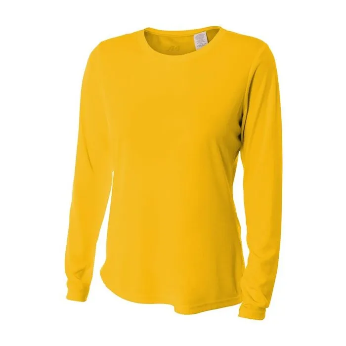 A4 Womens Long Sleeve Cooling Performance Crew