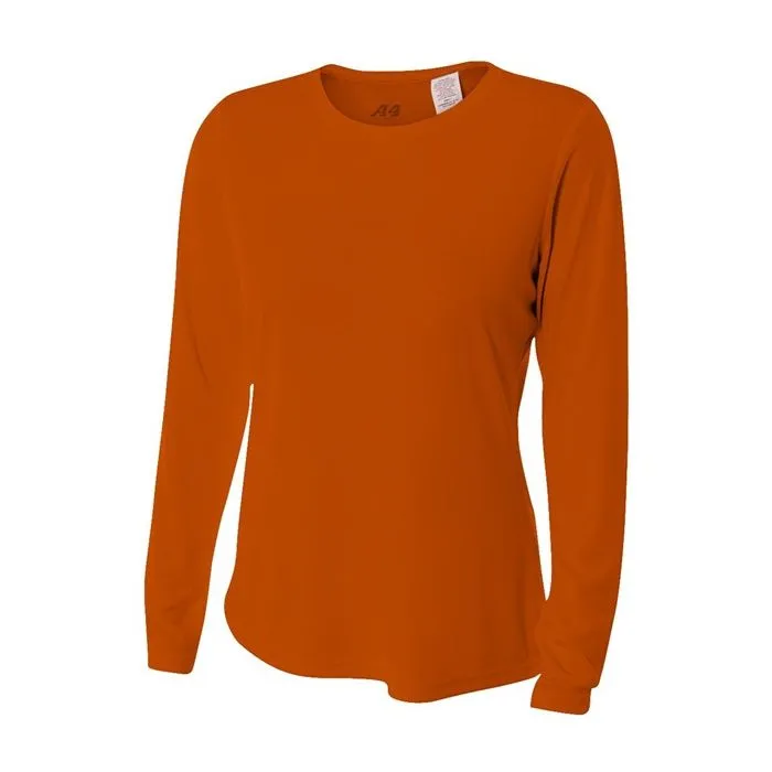 A4 Womens Long Sleeve Cooling Performance Crew