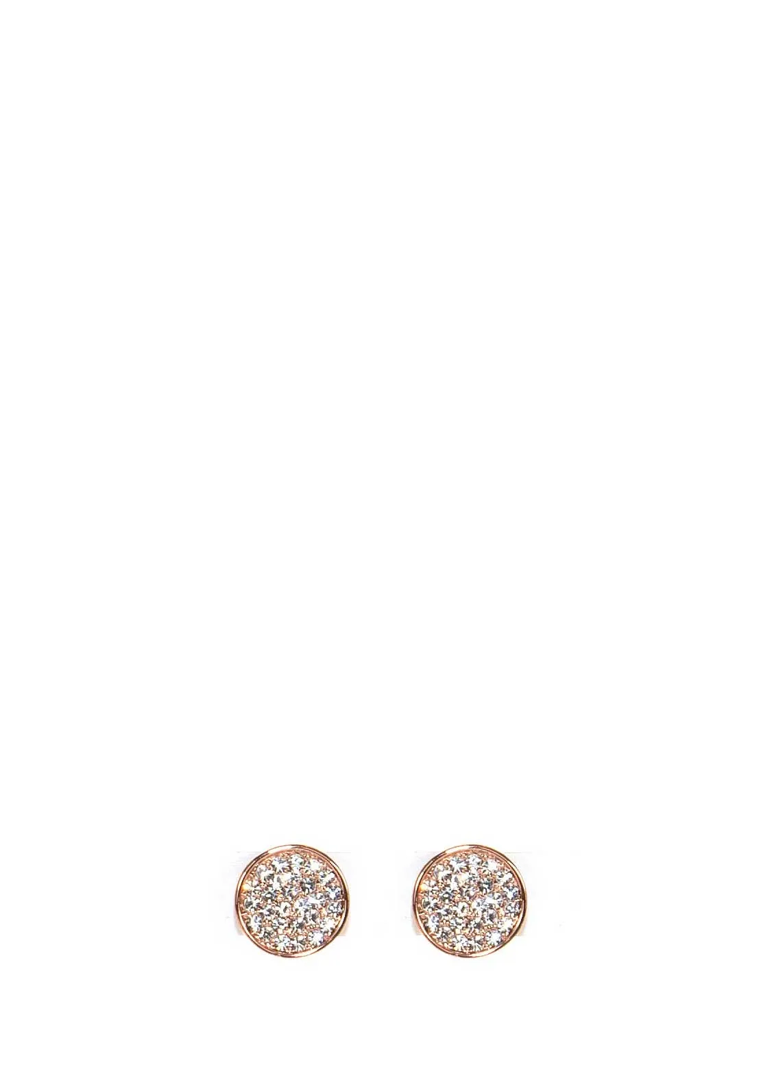 Absolute Jewellery Crystal Studded Disc Earrings, Rose Gold