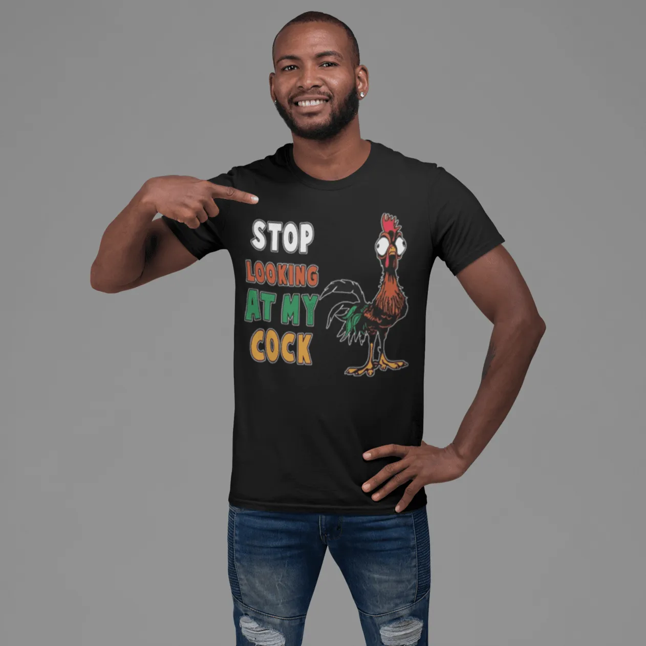 Adult Humor T-shirt Stop Looking At My C*ck Short Sleeve 100% Cotton Crew Neck Top