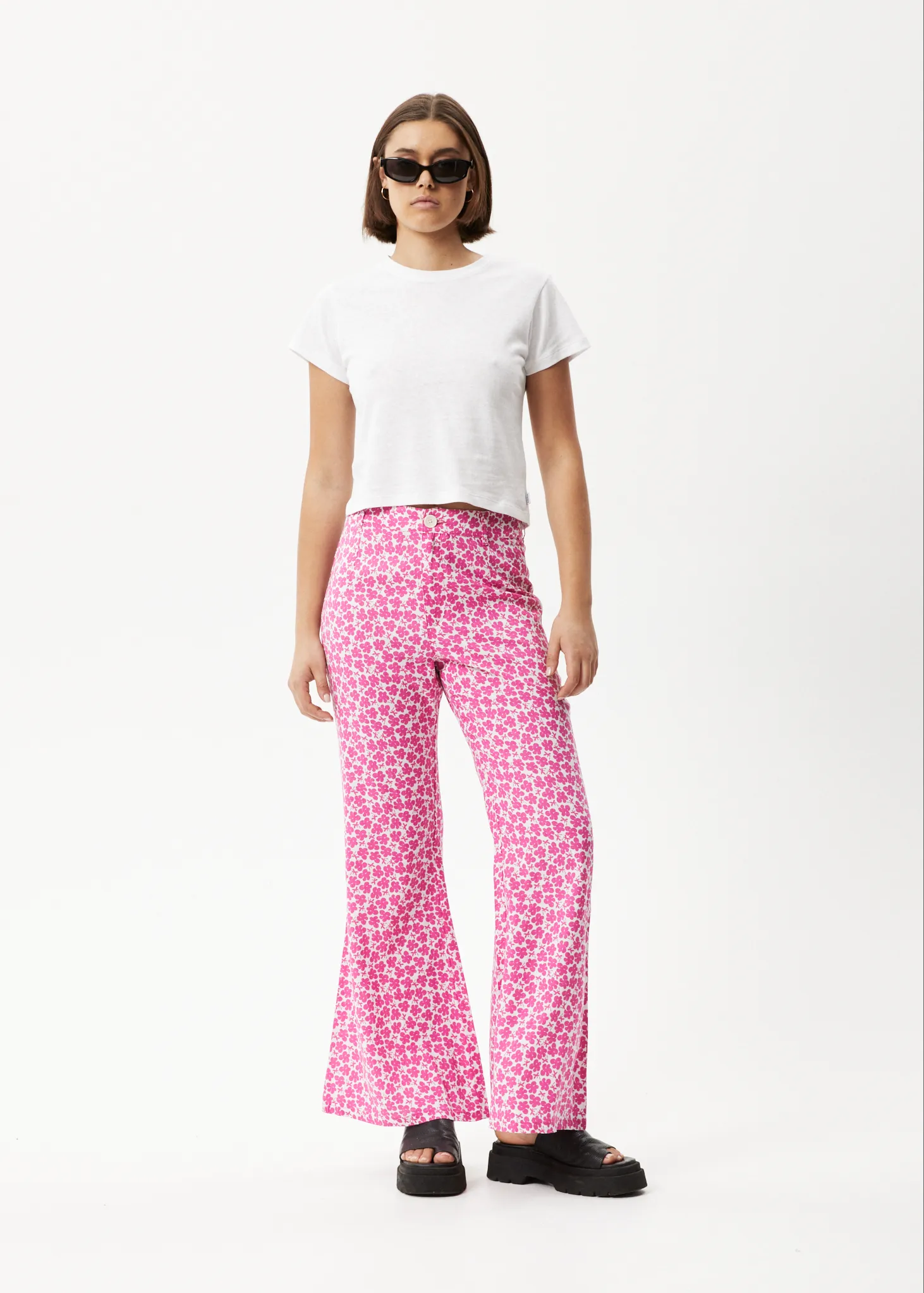 AFENDS Womens Madeline Birkin - Flared Pants - Bubblegum Floral