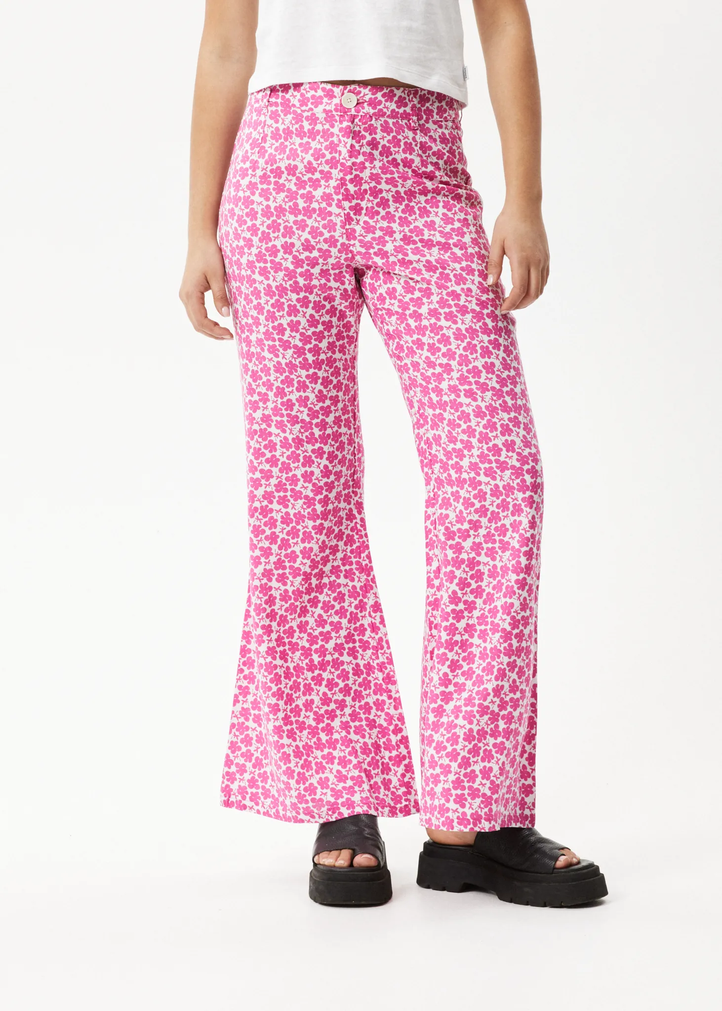 AFENDS Womens Madeline Birkin - Flared Pants - Bubblegum Floral