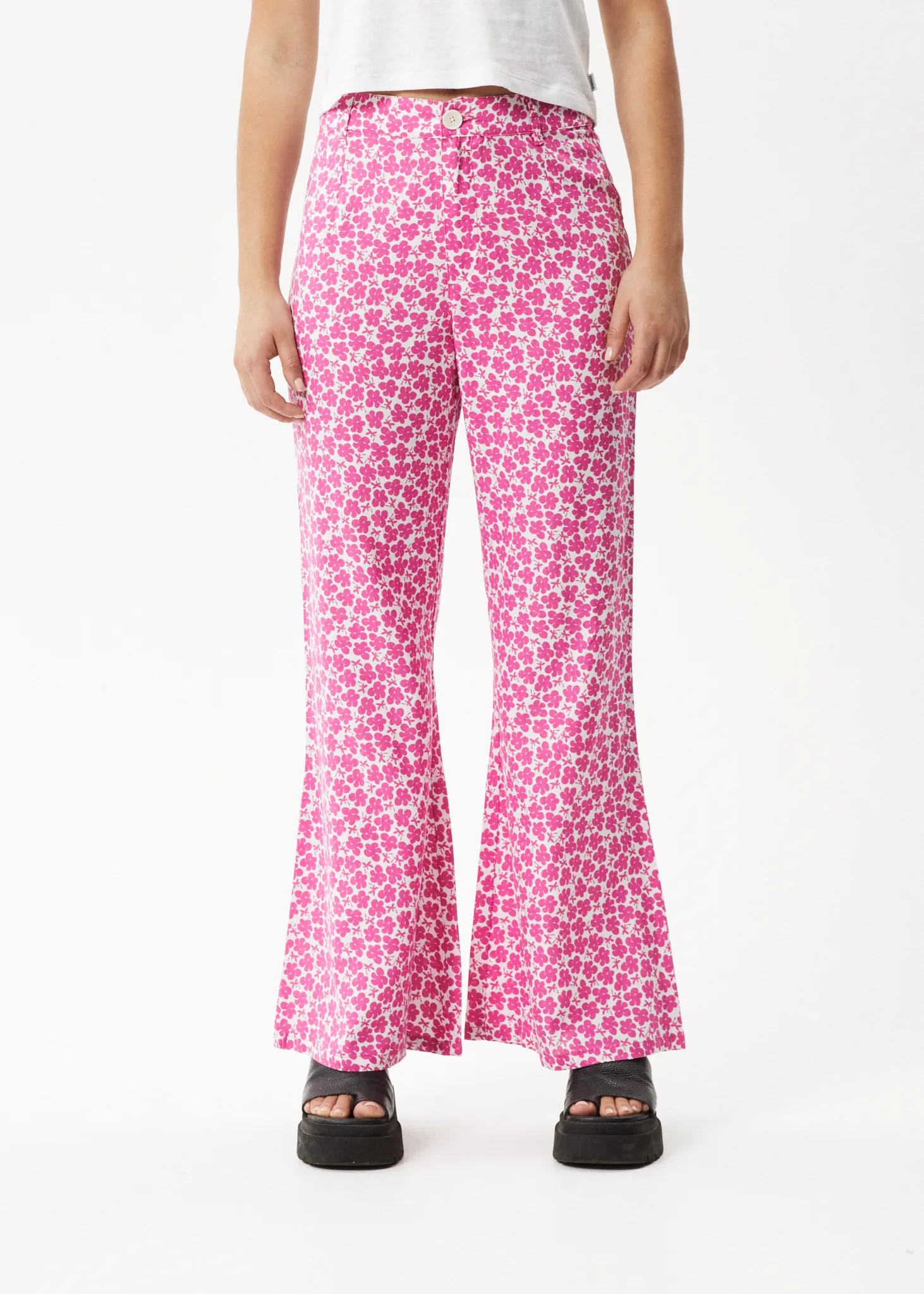 AFENDS Womens Madeline Birkin - Flared Pants - Bubblegum Floral