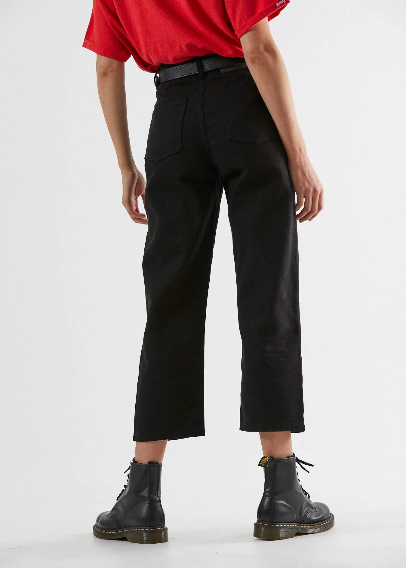 Afends Womens Shelby - Twill High Waist Wide Leg Jeans - Black