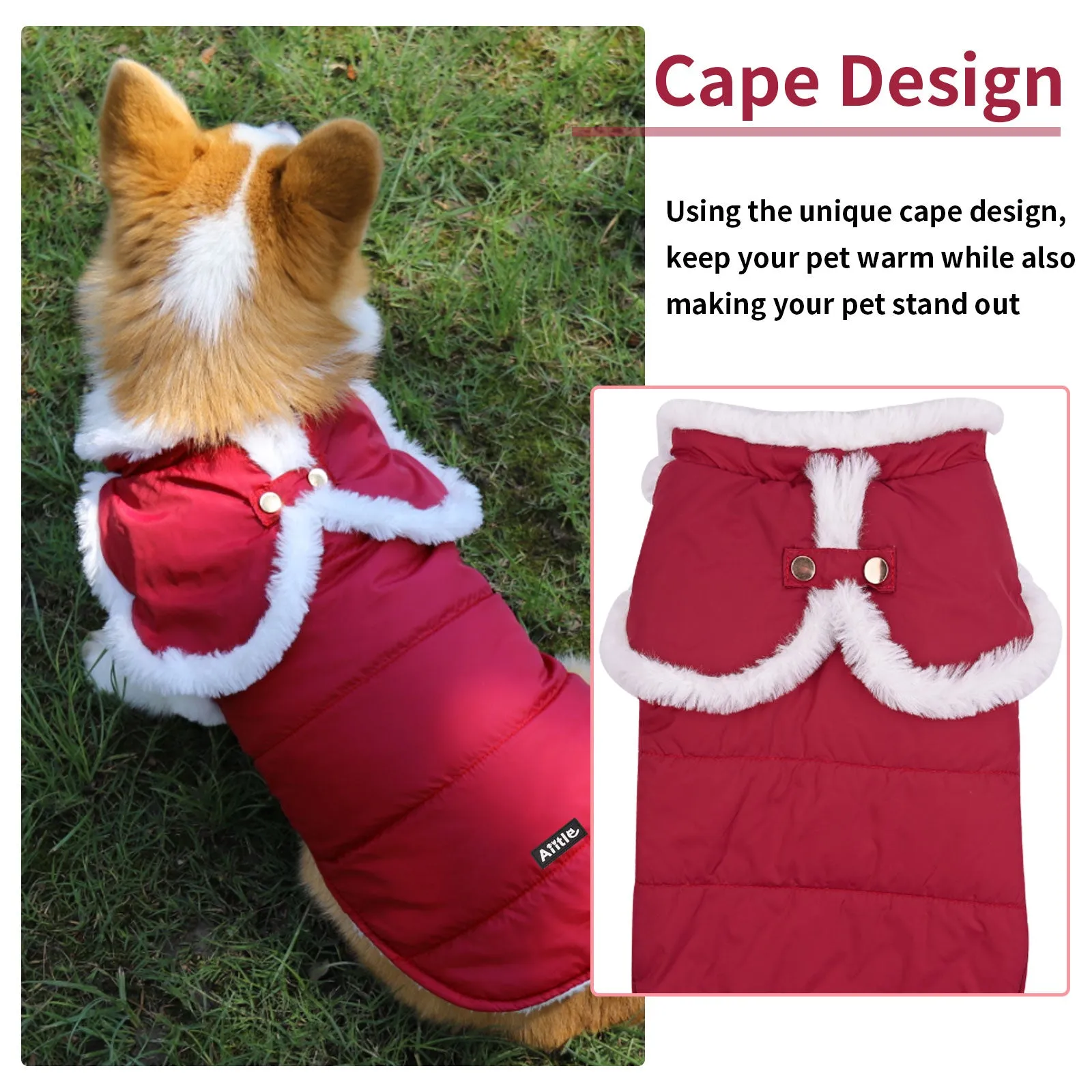 Aiitle Waterproof Cozy Dog Winter Coat Red