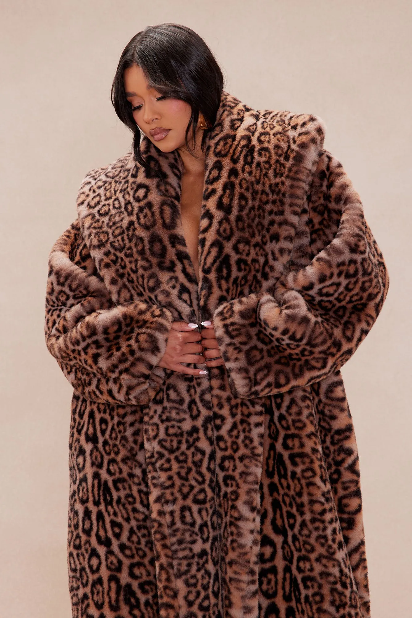 Alex Faux Fur Coat - Leopard