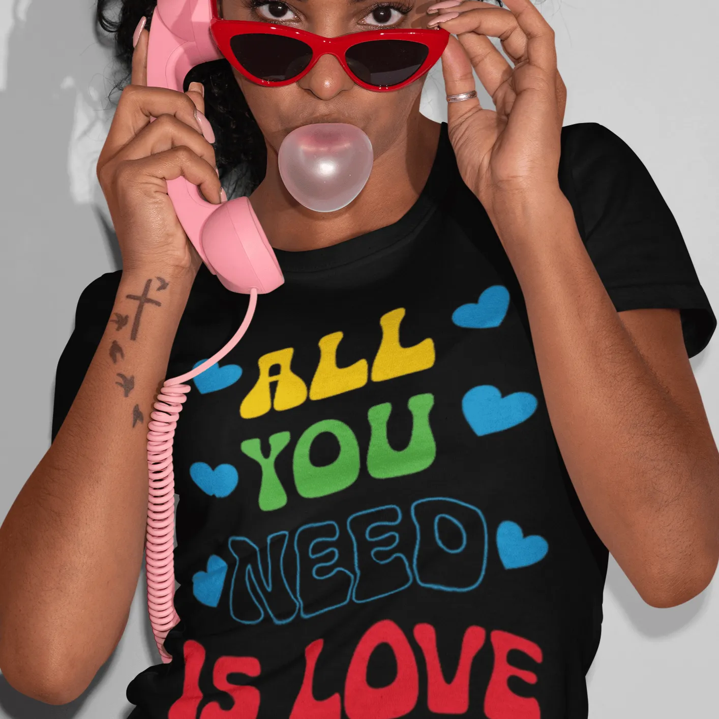 All You Need Is Love Tshirt Short Sleeve 100% Cotton Crew Neck Top