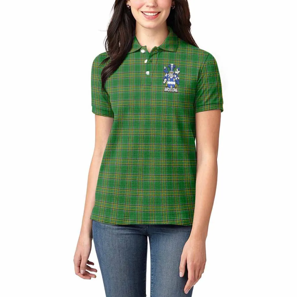 Alleet Irish Clan Tartan Women's Polo Shirt with Coat of Arms