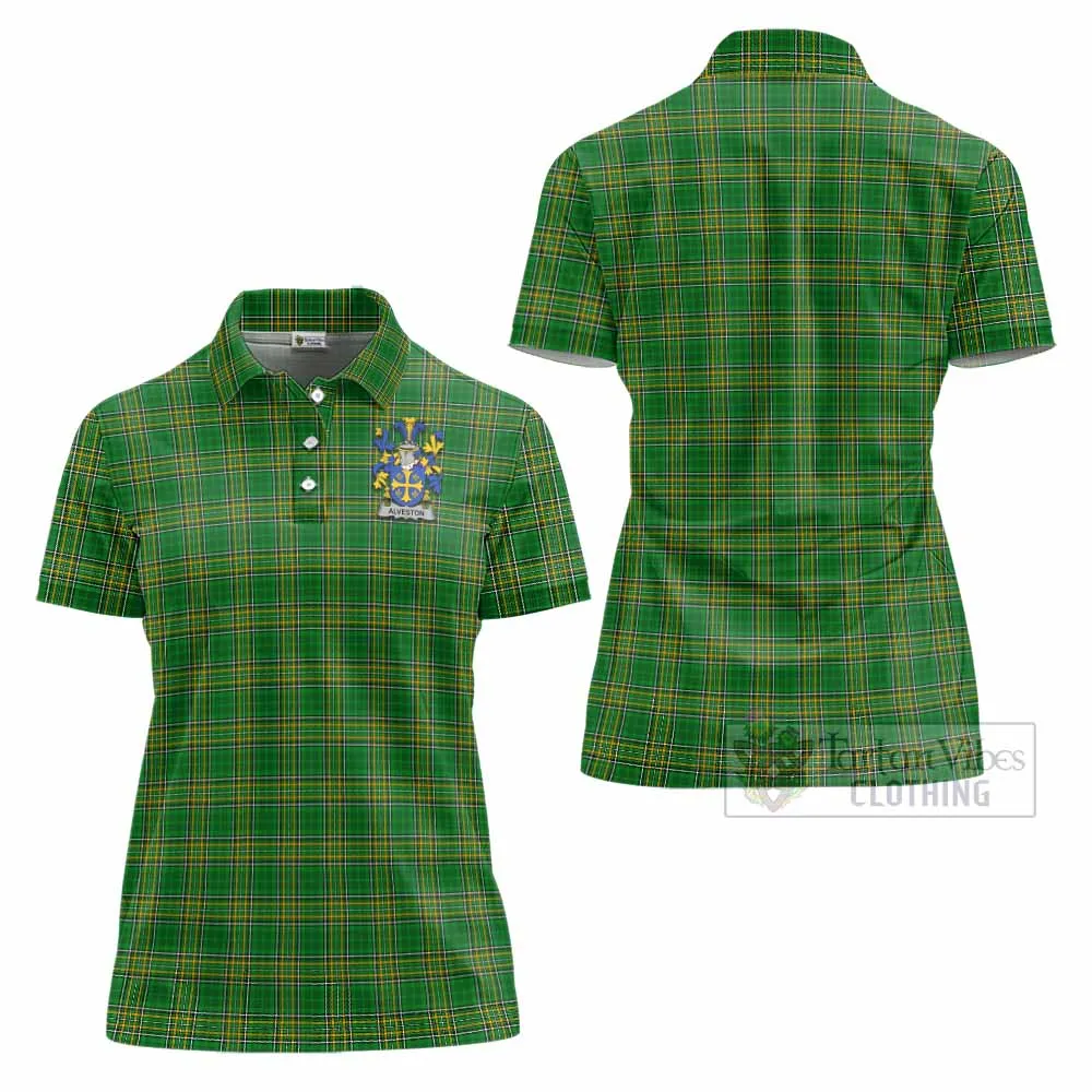 Alveston Irish Clan Tartan Women's Polo Shirt with Coat of Arms