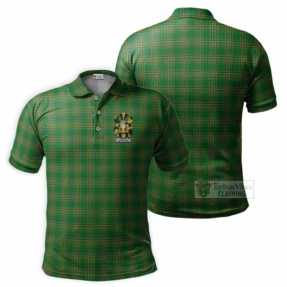 Ambrose Irish Clan Tartan Men's Polo Shirt with Coat of Arms