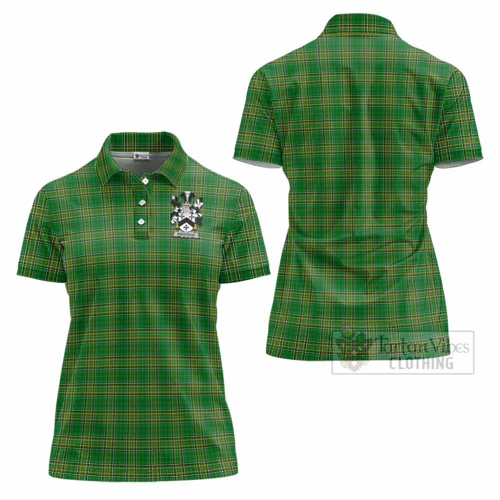 Anderson Irish Clan Tartan Women's Polo Shirt with Coat of Arms