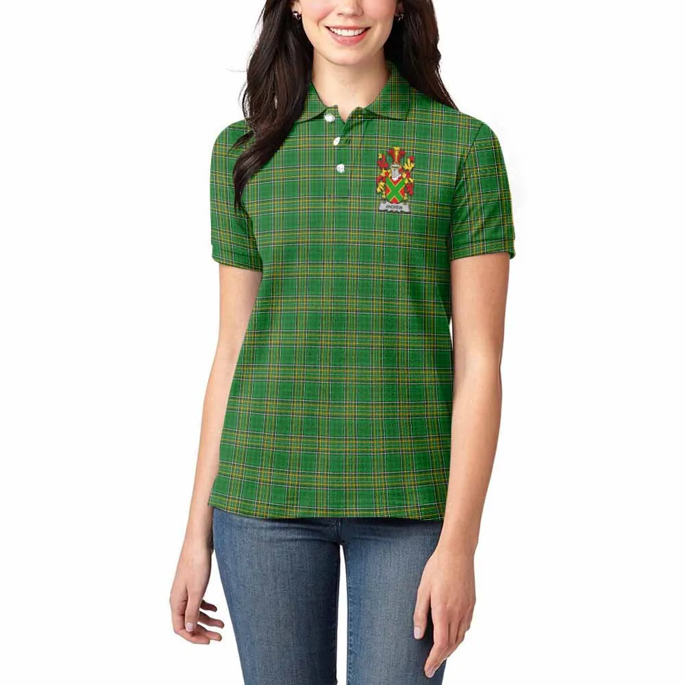 Andrew Irish Clan Tartan Women's Polo Shirt with Coat of Arms