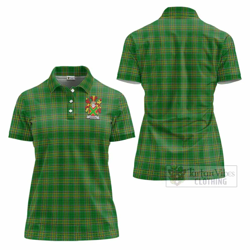 Andrew Irish Clan Tartan Women's Polo Shirt with Coat of Arms