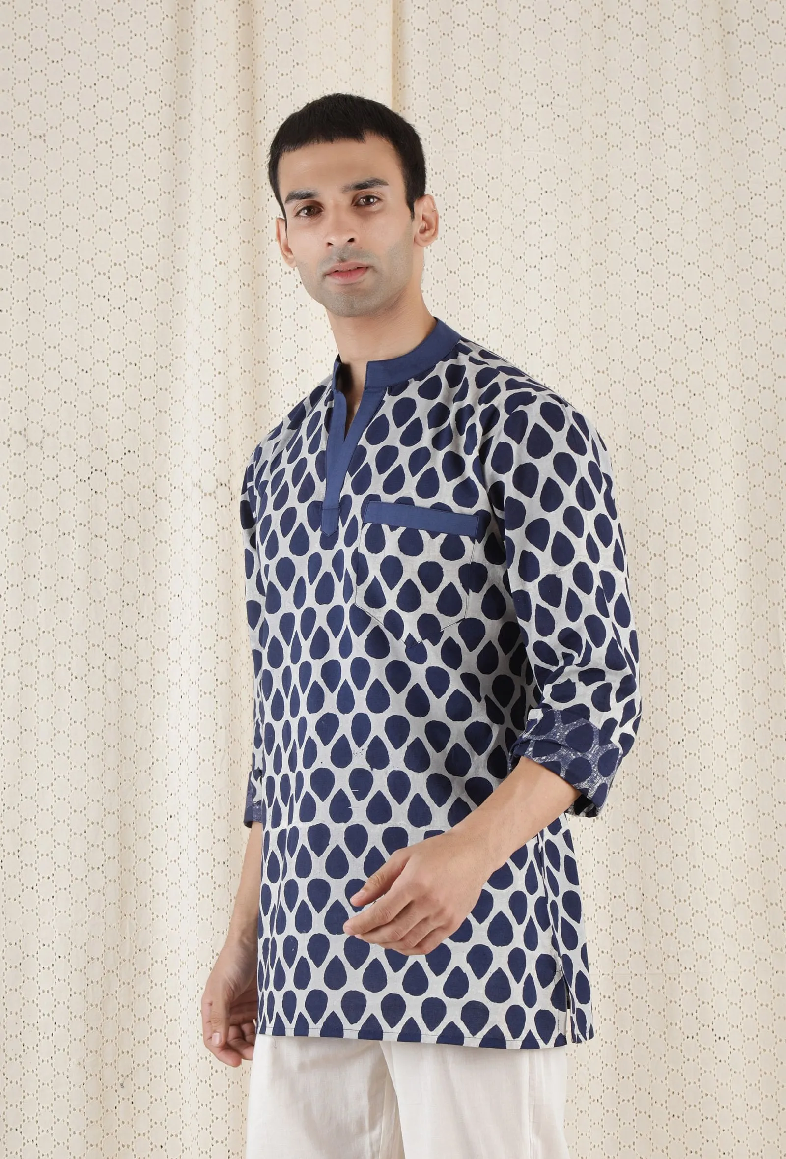 Aouli Cotton Indigo Short Kurta