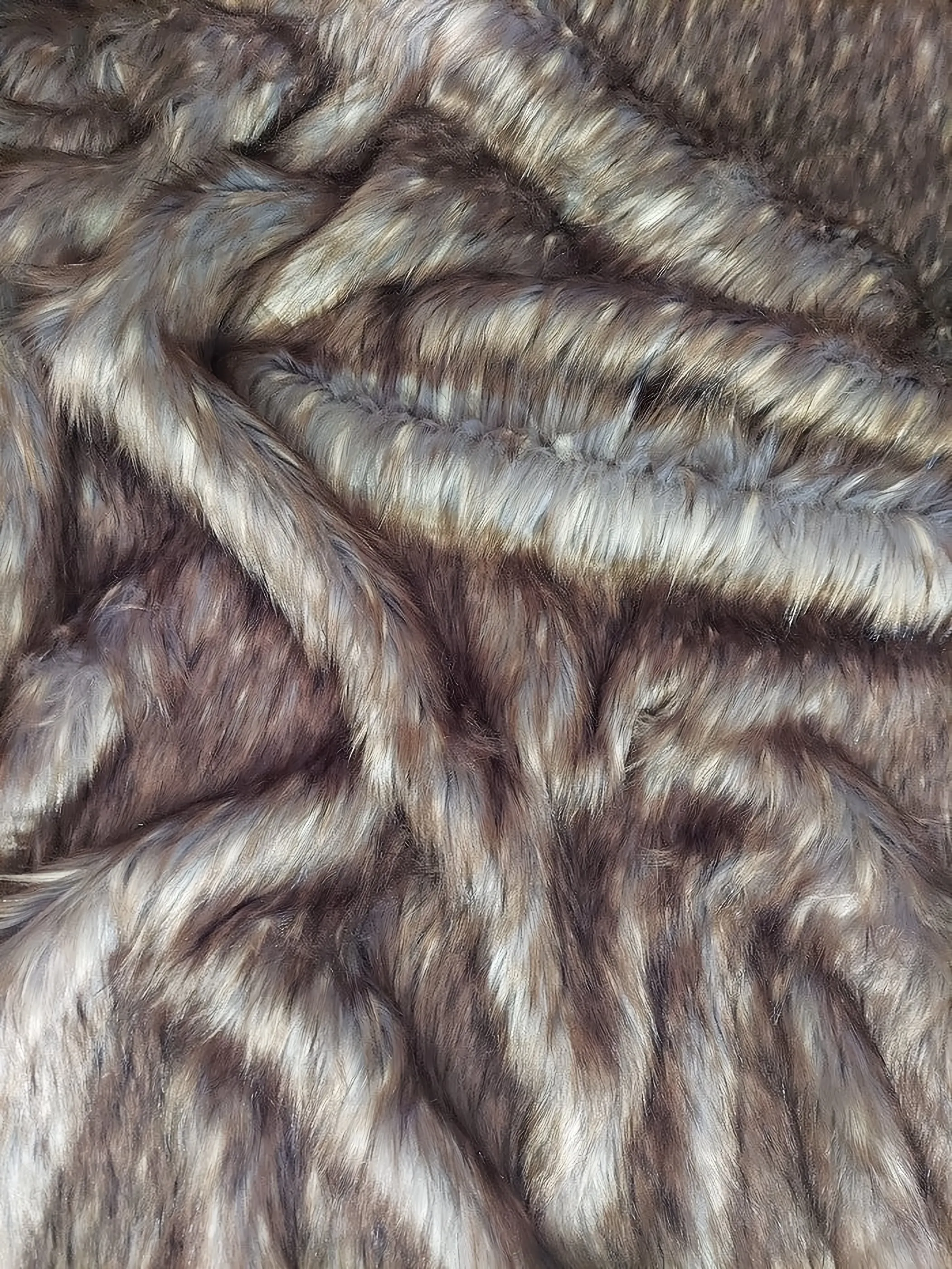 Apollo Wolf Gray Animal Long Pile Faux Fur Fabric / Sold By The Yard