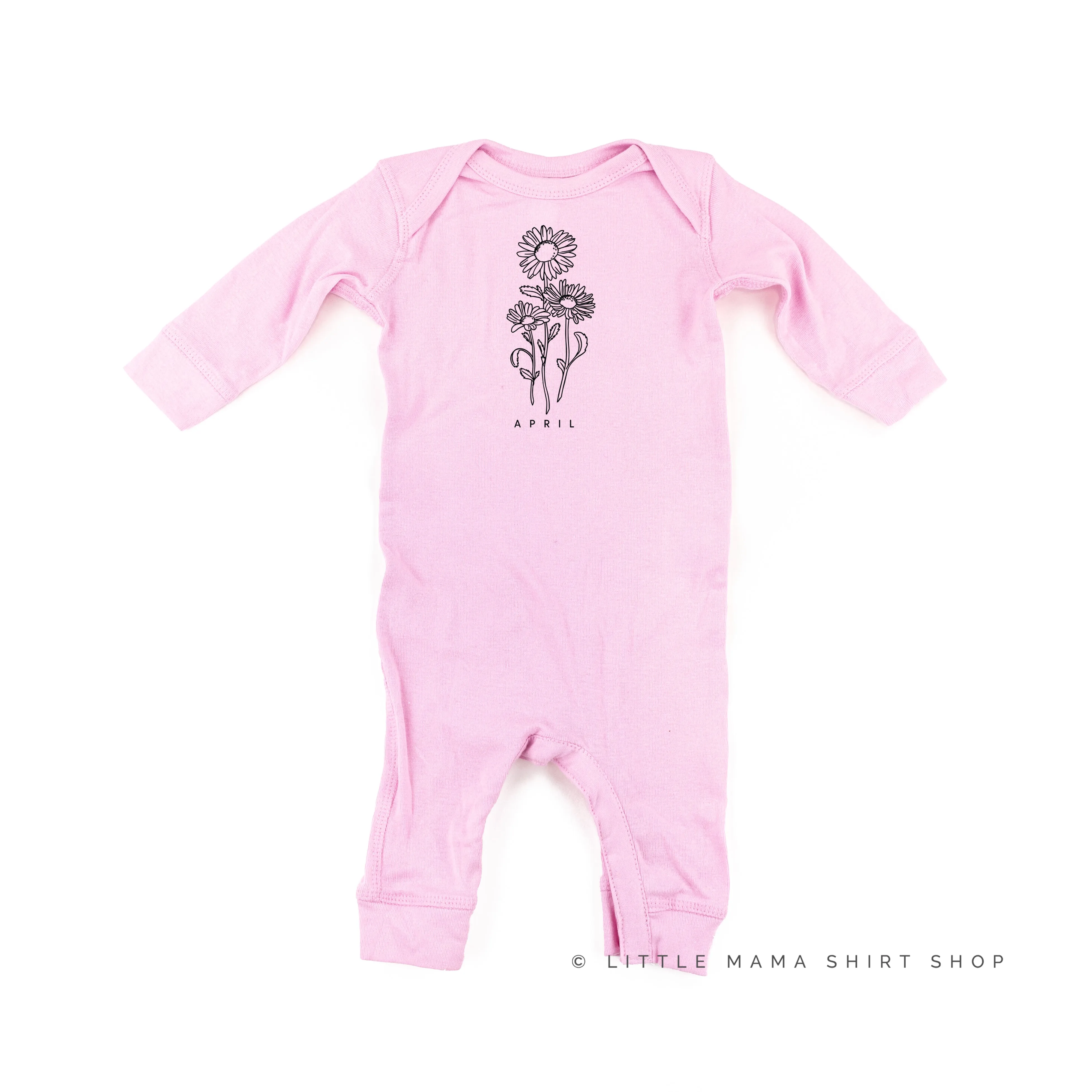 APRIL BIRTH FLOWER - Daisy - One Piece Baby Sleeper