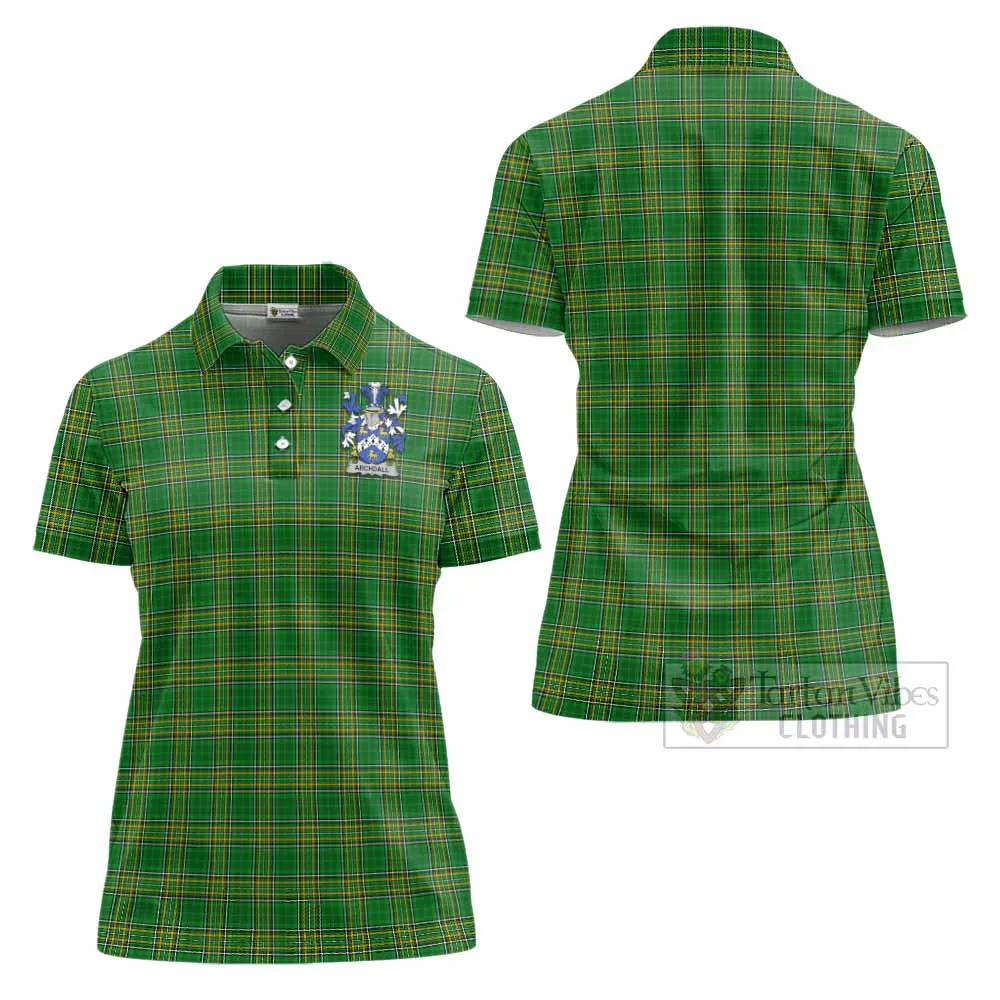 Archdall Irish Clan Tartan Women's Polo Shirt with Coat of Arms