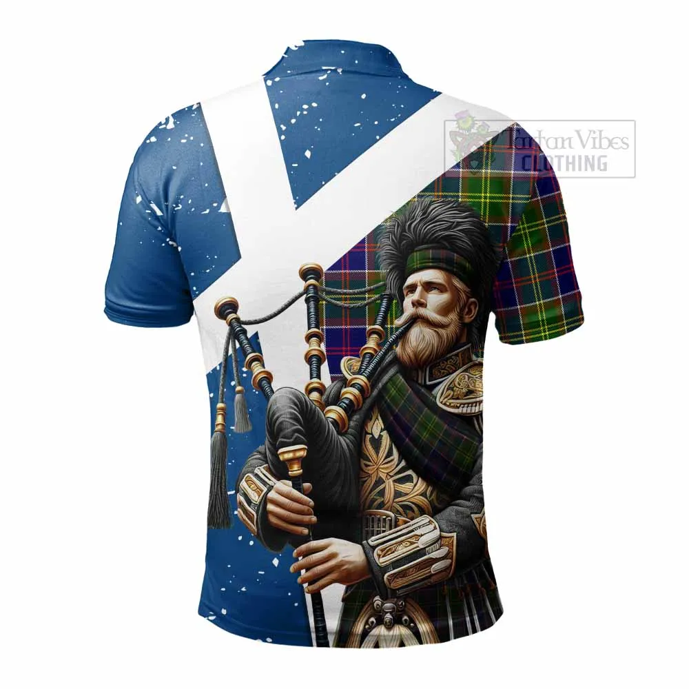 Arnott Tartan Polo Shirt with Family Crest Scottish Bagpiper Vibes