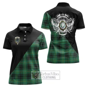 Arthur Ancient Tartan Women's Polo Shirt with Family Crest and Military Logo Style