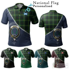 Arthur Modern Tartan Polo Shirt with Personalised National Flag and Family Crest Half Style