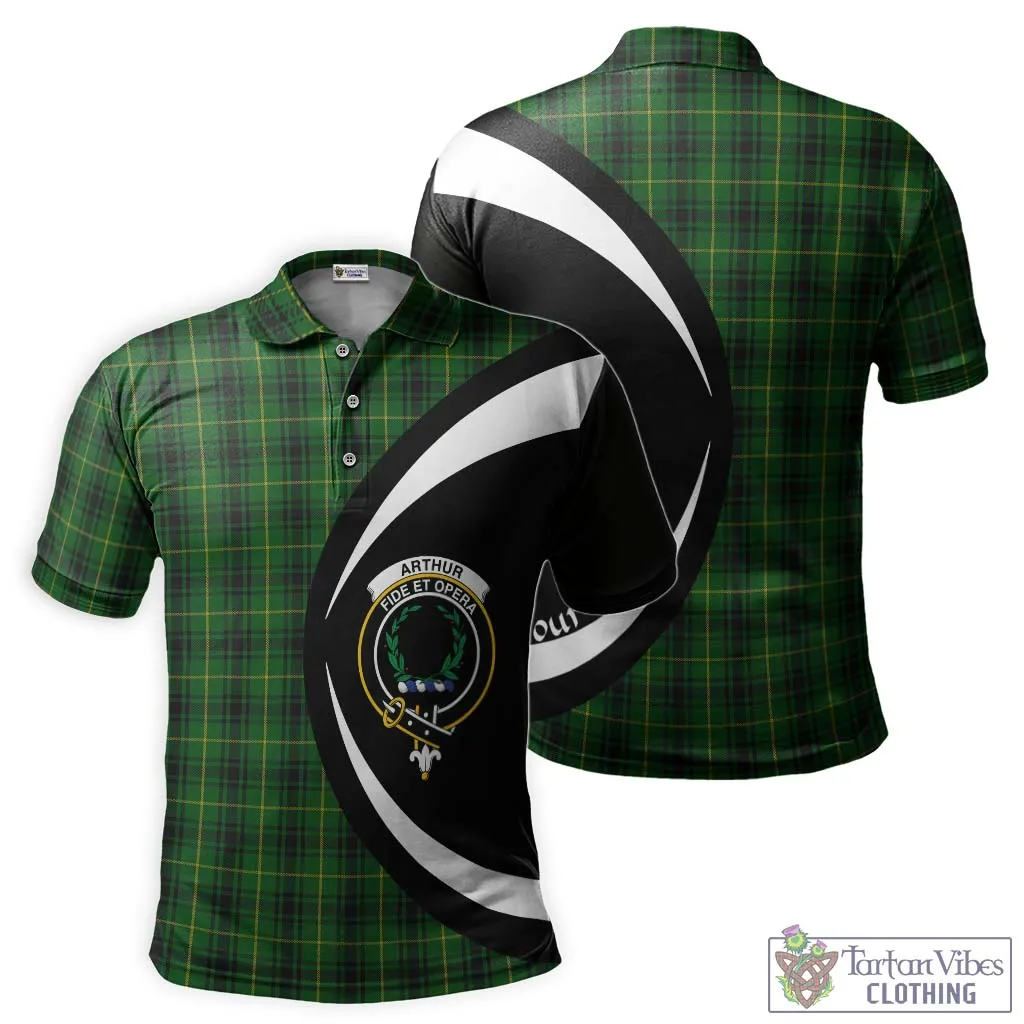 Arthur Tartan Men's Polo Shirt with Family Crest Circle Style