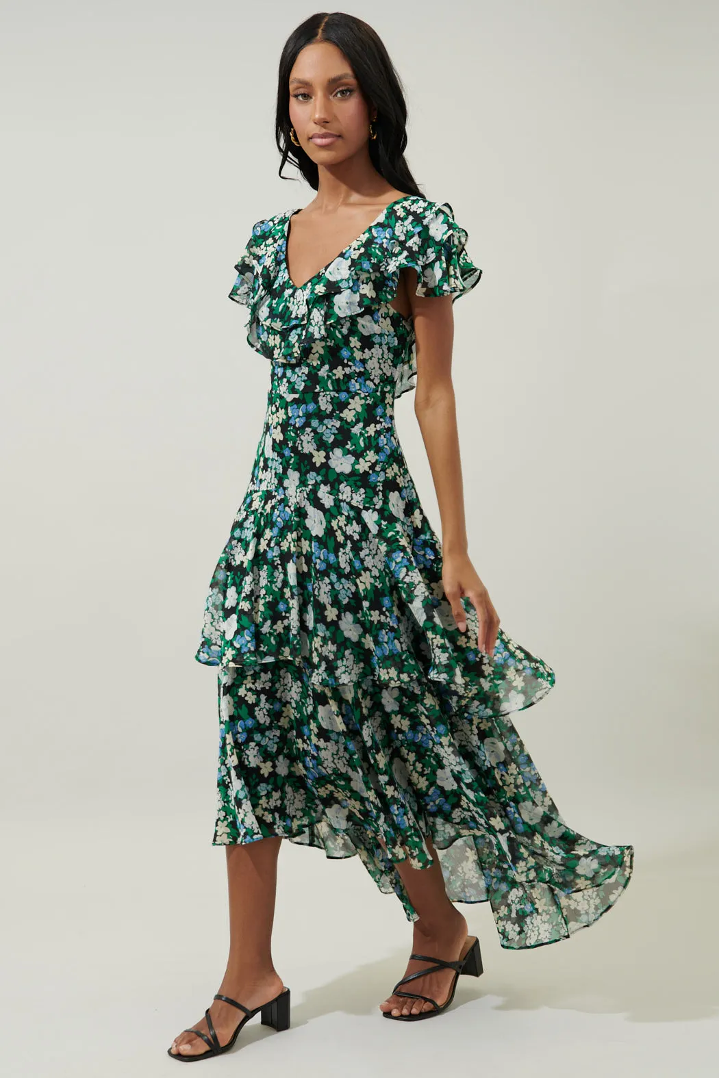 Aulani Floral Ruffle Tiered Sinclair Midi Dress