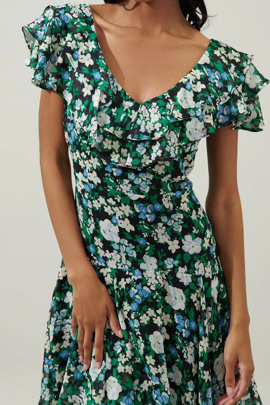 Aulani Floral Ruffle Tiered Sinclair Midi Dress