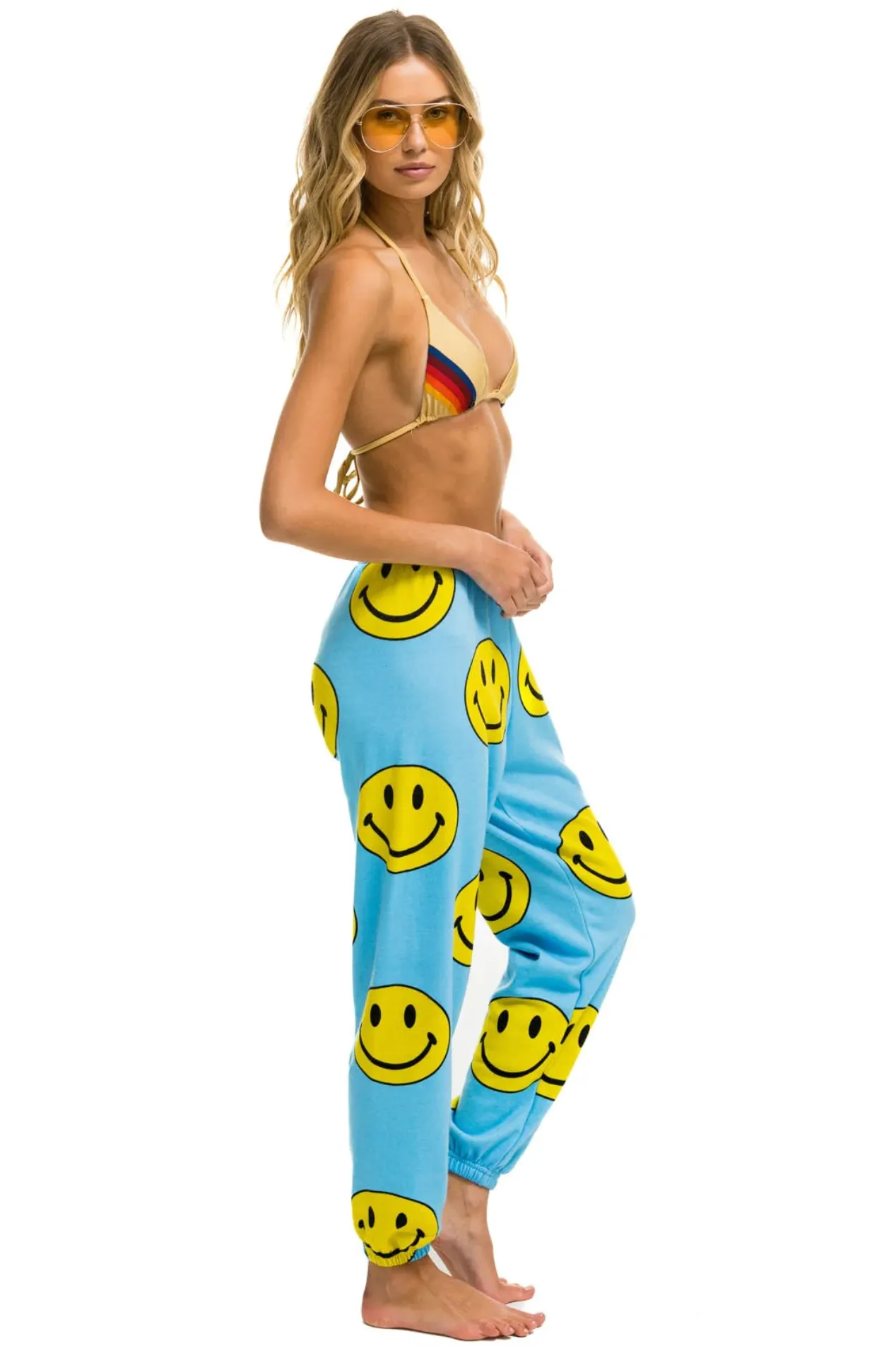 AVIATOR NATION SMILEY REPEAT SWEATPANTS - SKY