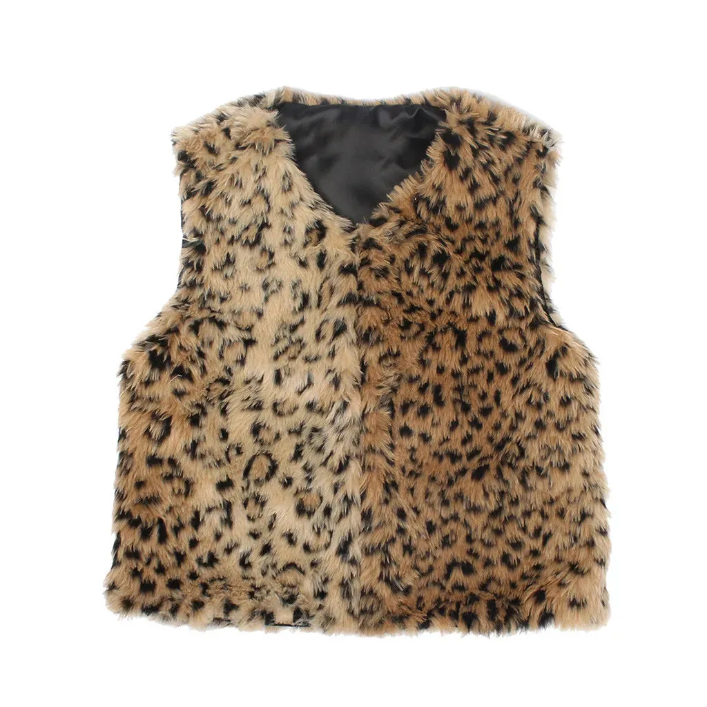 Baby Leopard Faux Fur Waistcoat