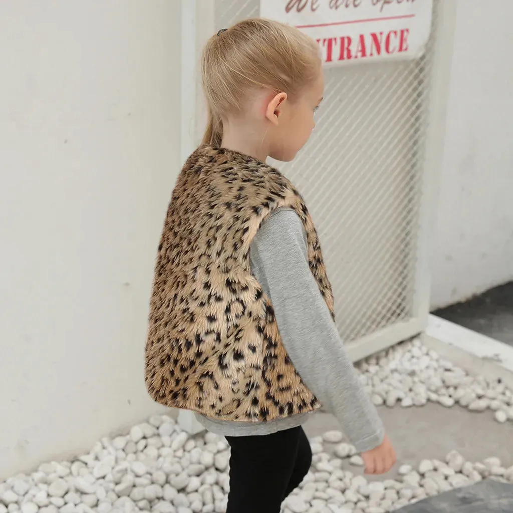 Baby Leopard Faux Fur Waistcoat