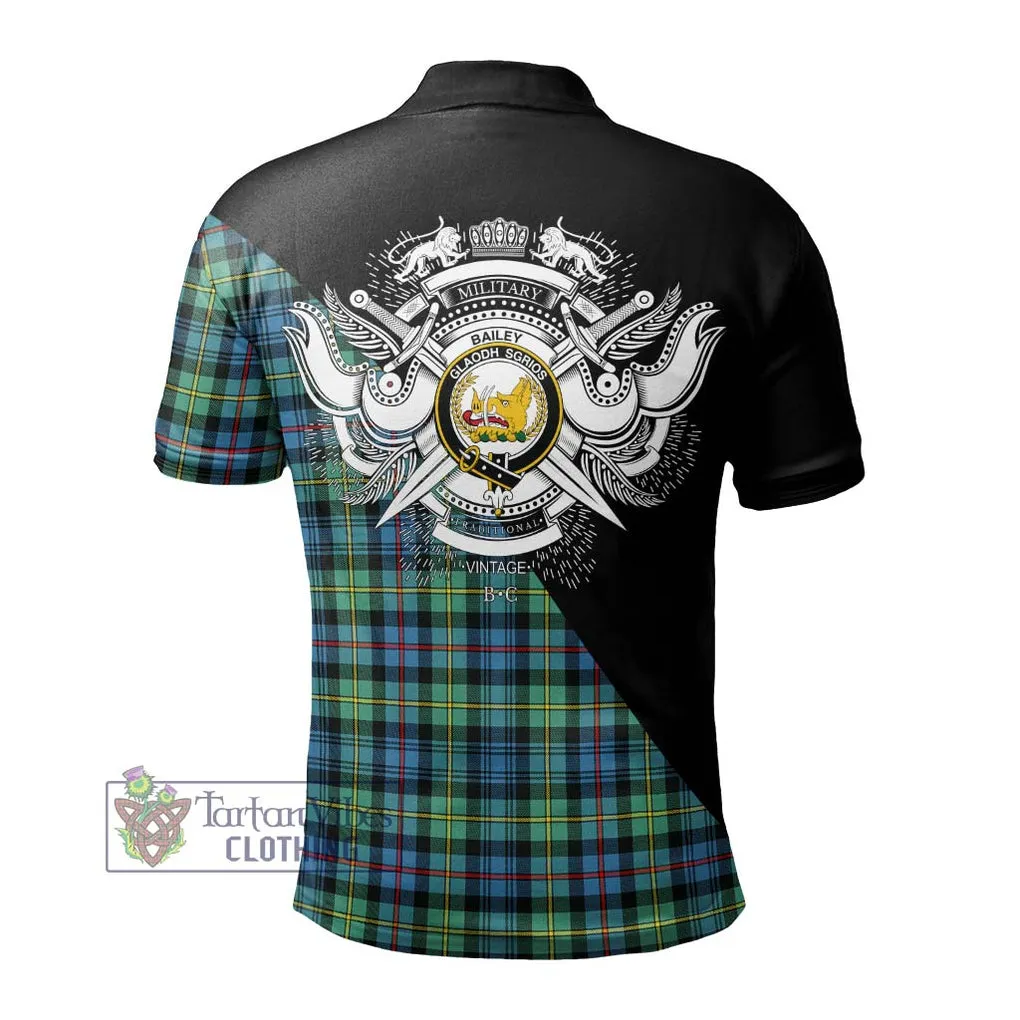 Bailey Ancient Tartan Polo Shirt with Family Crest and Military Logo Style