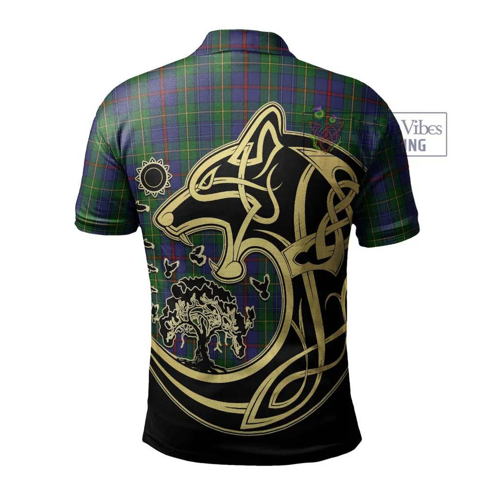 Bailey Tartan Polo Shirt with Family Crest Celtic Wolf Style