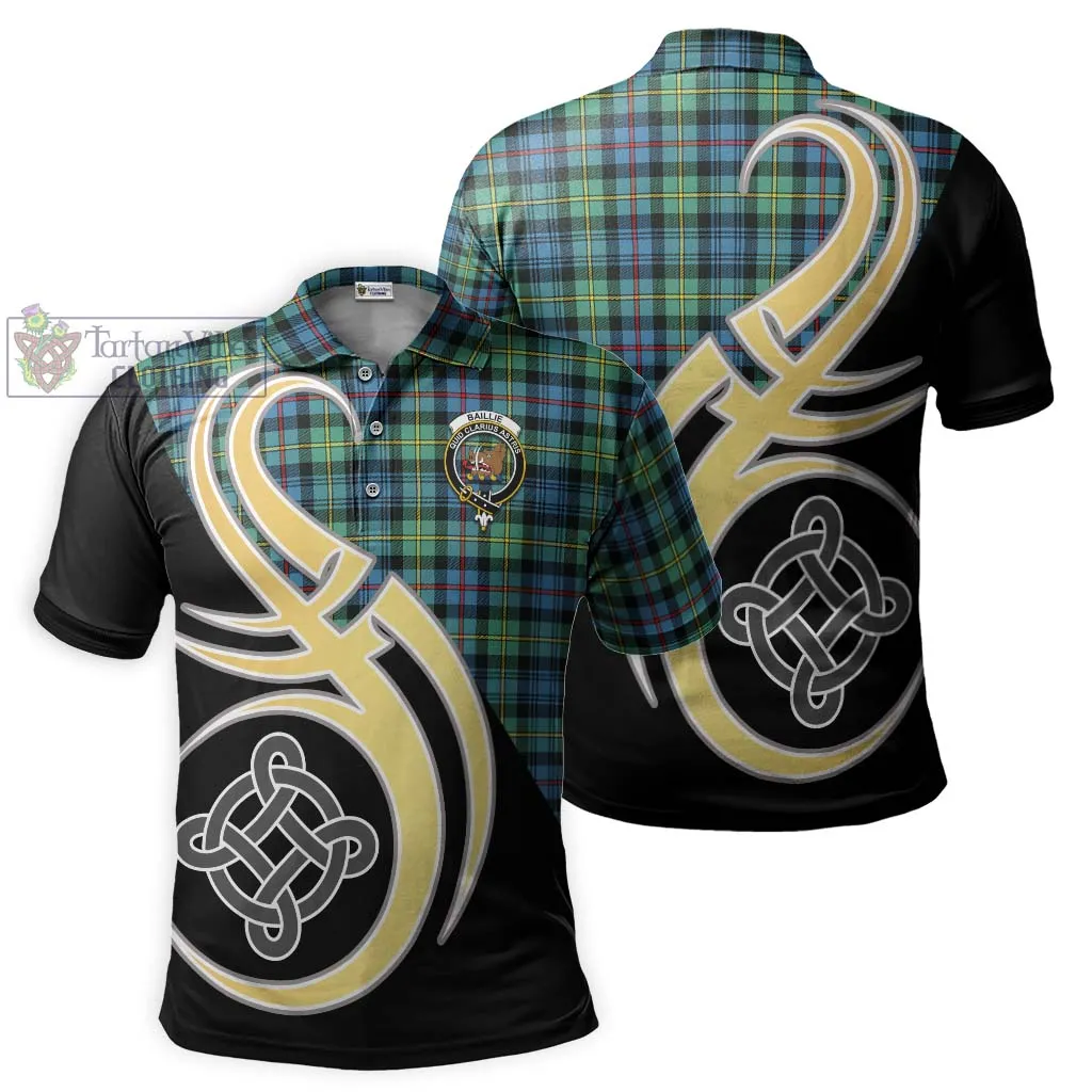 Baillie Ancient Tartan Polo Shirt with Family Crest and Celtic Symbol Style