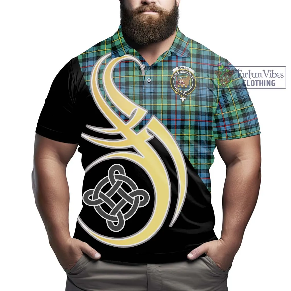 Baillie Ancient Tartan Polo Shirt with Family Crest and Celtic Symbol Style