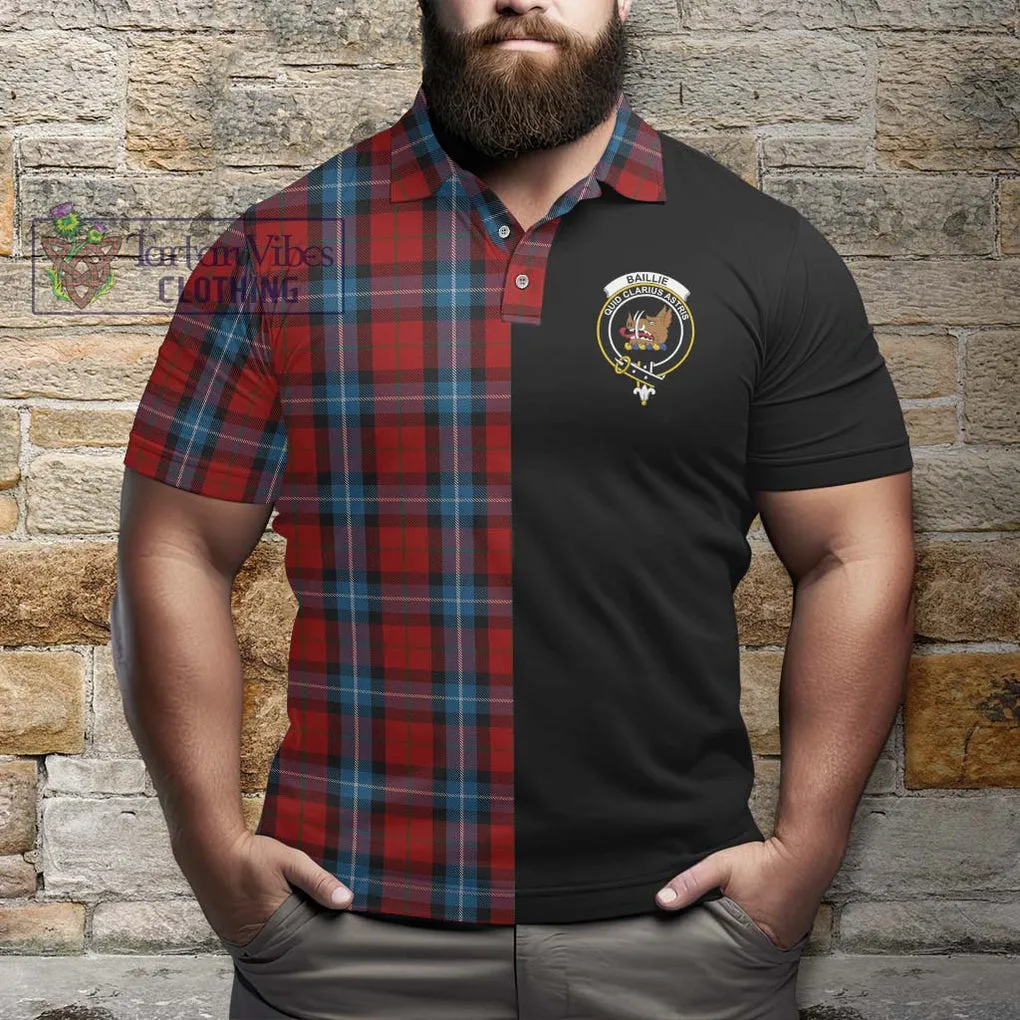 Baillie of Polkemmet Red Tartan Polo Shirt with Family Crest and Half Of Me Style