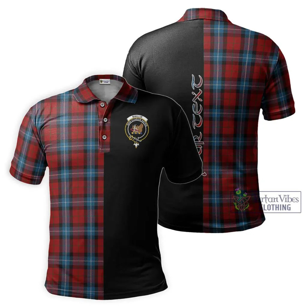 Baillie of Polkemmet Red Tartan Polo Shirt with Family Crest and Half Of Me Style