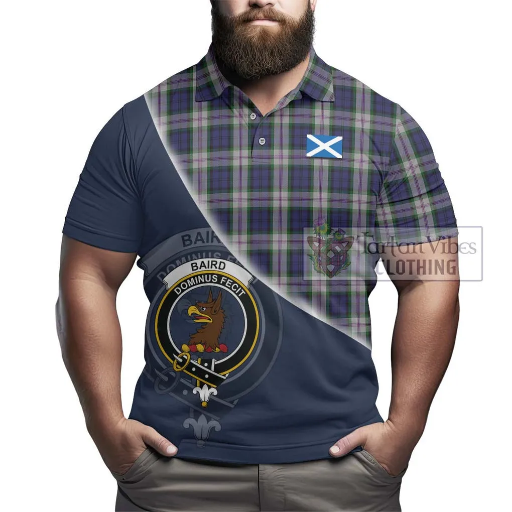 Baird Dress Tartan Polo Shirt with Personalised National Flag and Family Crest Half Style