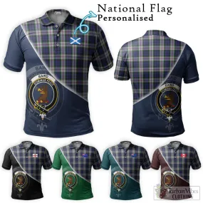 Baird Dress Tartan Polo Shirt with Personalised National Flag and Family Crest Half Style