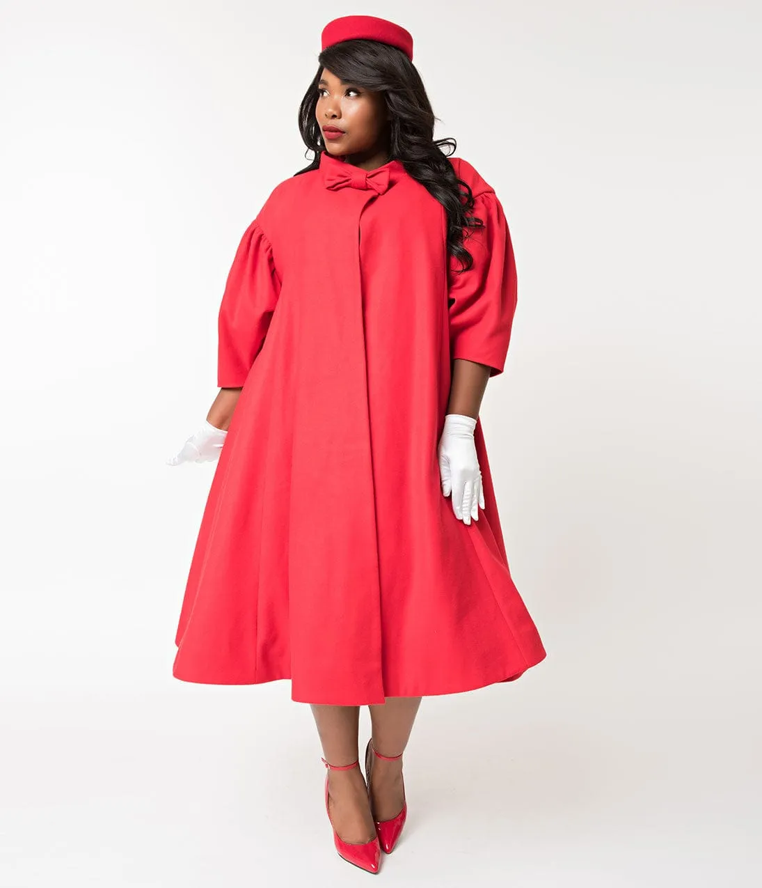 Barbie™ x Unique Vintage 1960s Style Red Flare Swing Coat