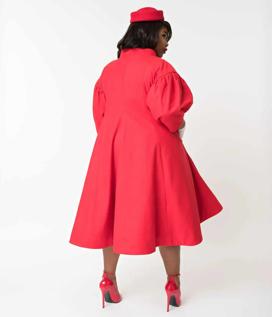 Barbie™ x Unique Vintage 1960s Style Red Flare Swing Coat