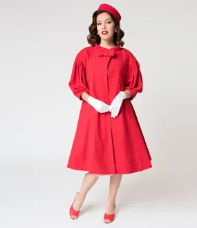 Barbie™ x Unique Vintage 1960s Style Red Flare Swing Coat