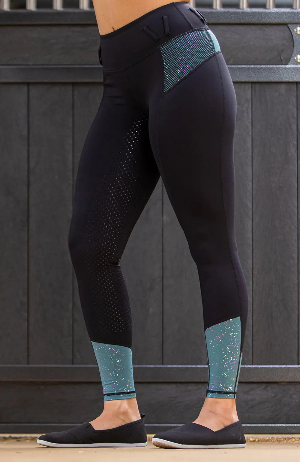 BARE Equestrian Performance Riding Tights - Teal Galaxy