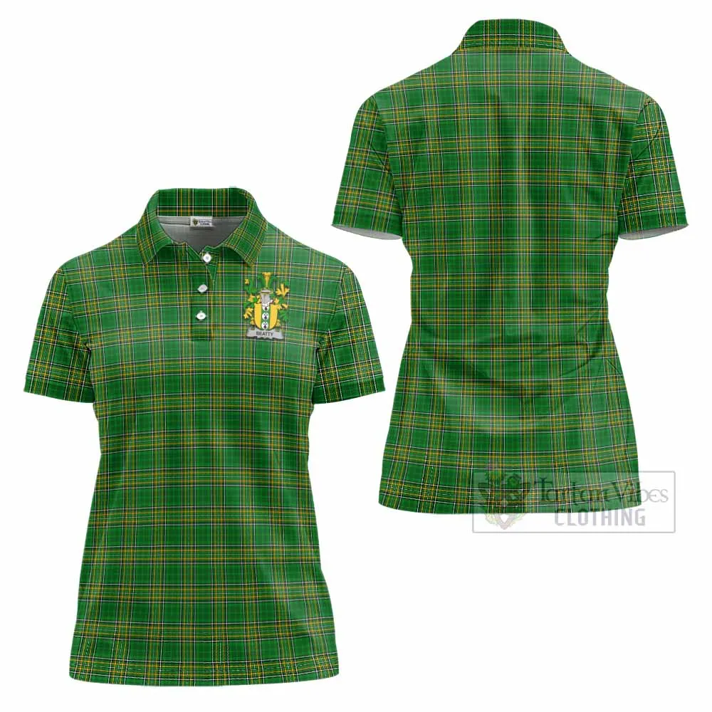 Beatty Irish Clan Tartan Women's Polo Shirt with Coat of Arms